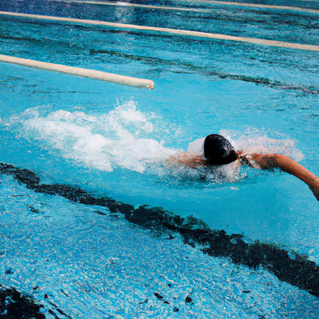 Person swimming backstroke in pool