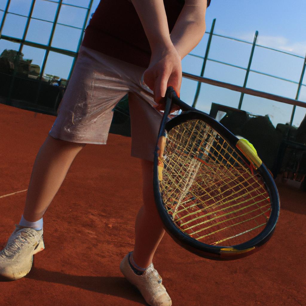 Person playing tennis with racket
