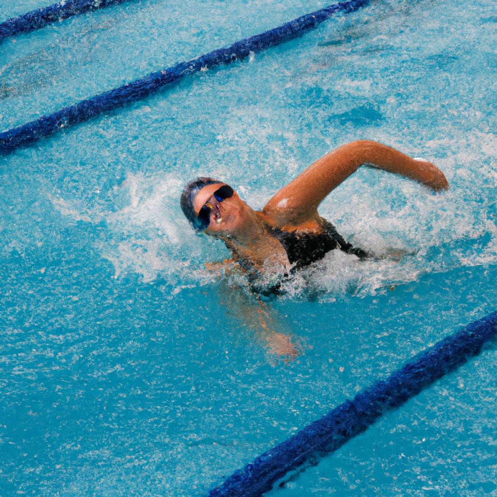 Woman swimming breaststroke in pool