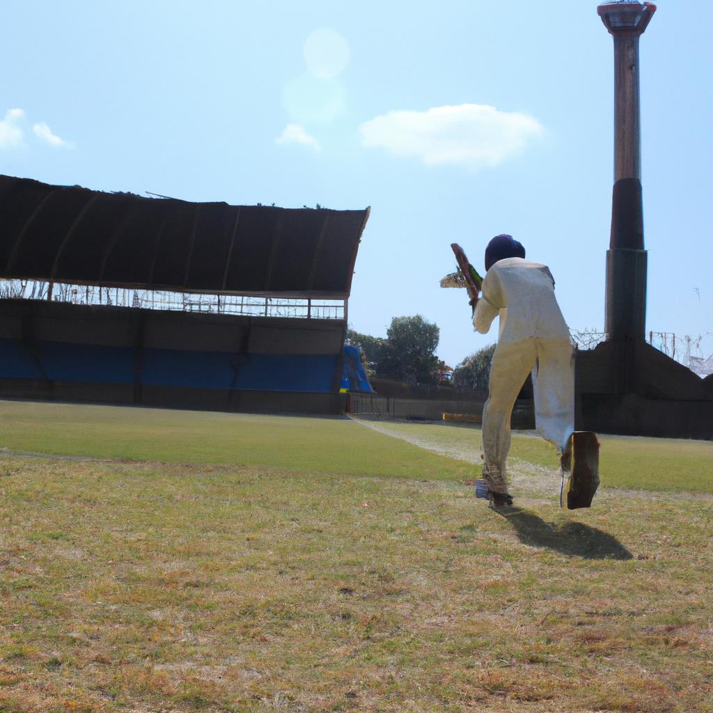 Person playing cricket in stadium