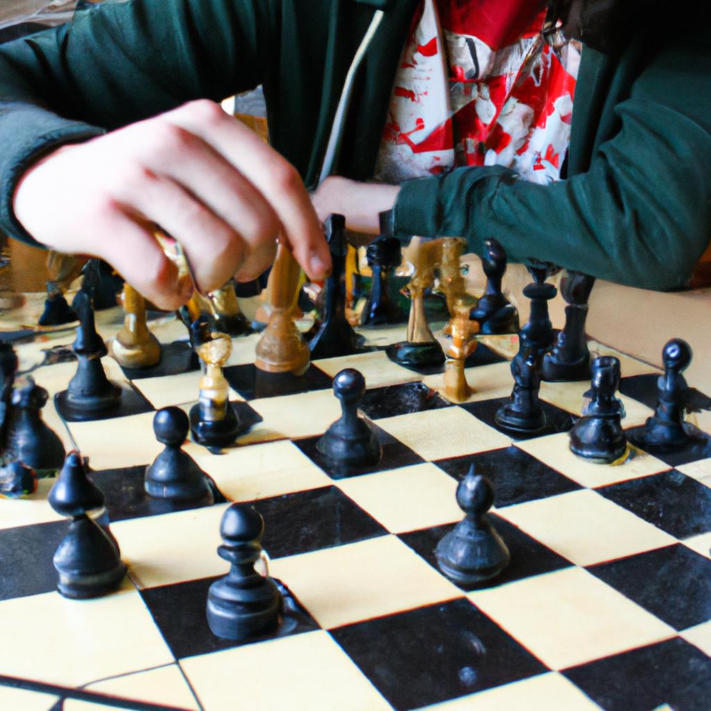 Person playing chess, analyzing moves