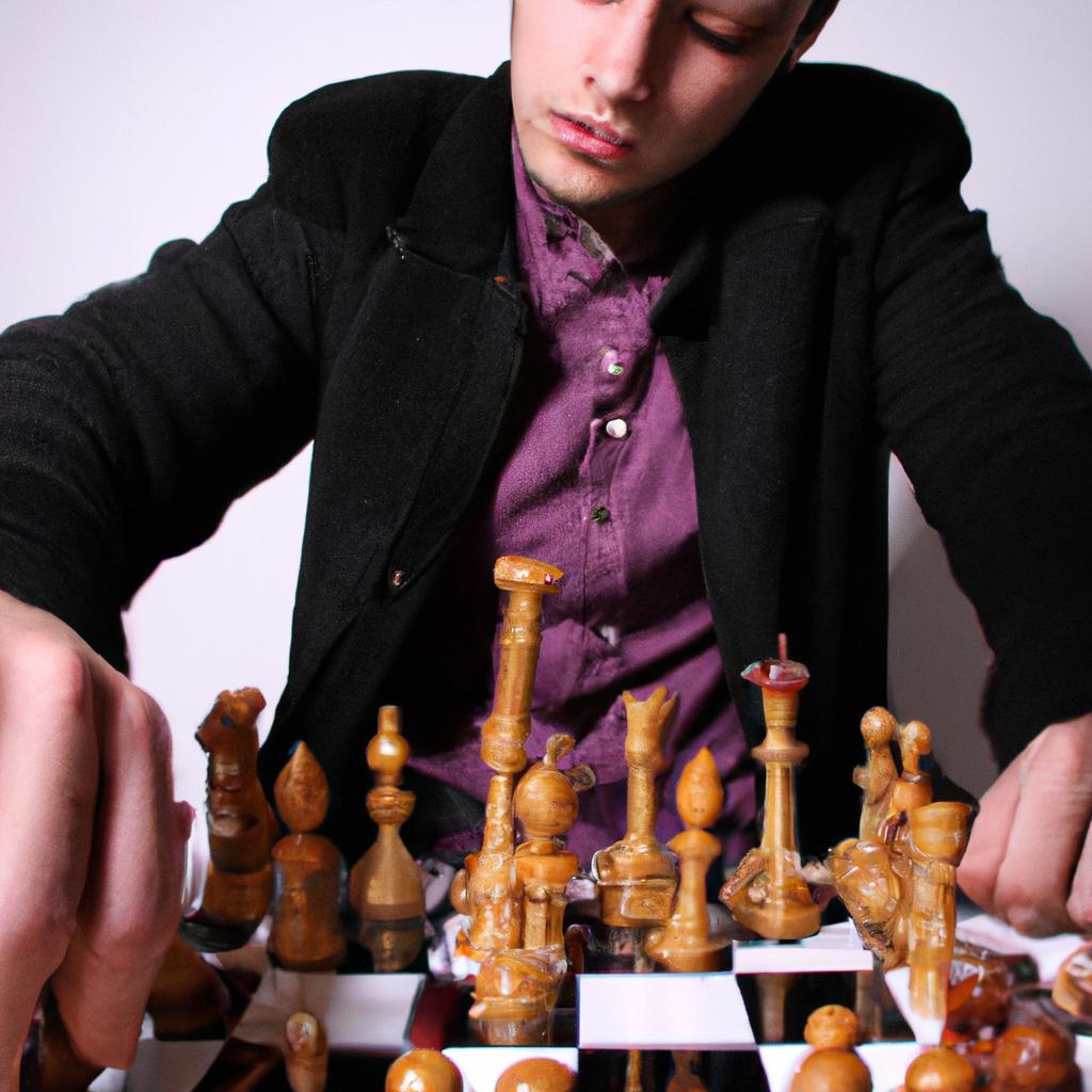 Famous chess player making move