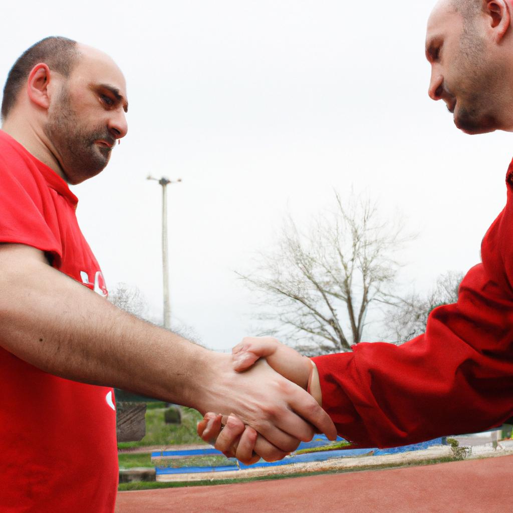 Man shaking hands with opponent