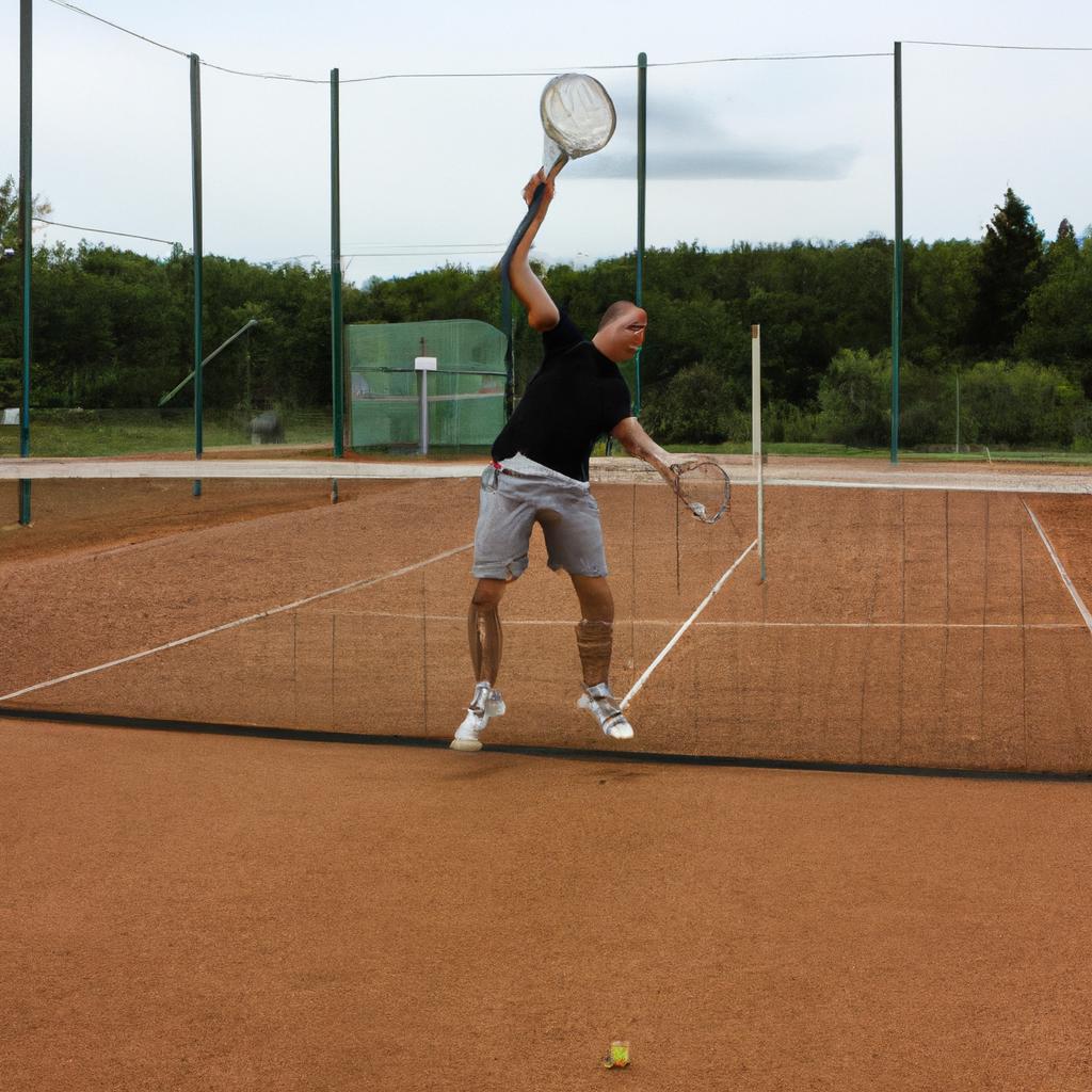 Man playing tennis on different surfaces